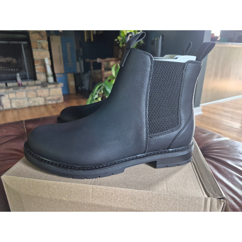 Portland Boot‎ Company Men's Size 10W Black Chelsea Boots Lug Sole Pull On Wide
